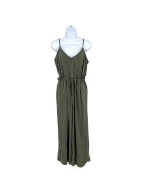 Splendid Button-Front Jumpsuit Olive Green Size Medium